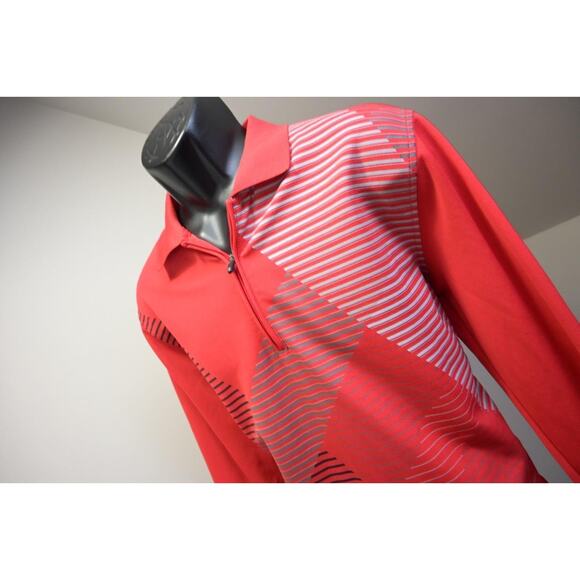 Izod 1/4 Zip Golf Polo Wicking Polyester Stretch Striped Mens Size Large - Picture 1 of 9